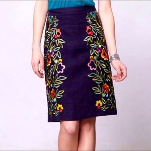 Anthro Moulinette Soeurs Embroidered Skirt sz 6